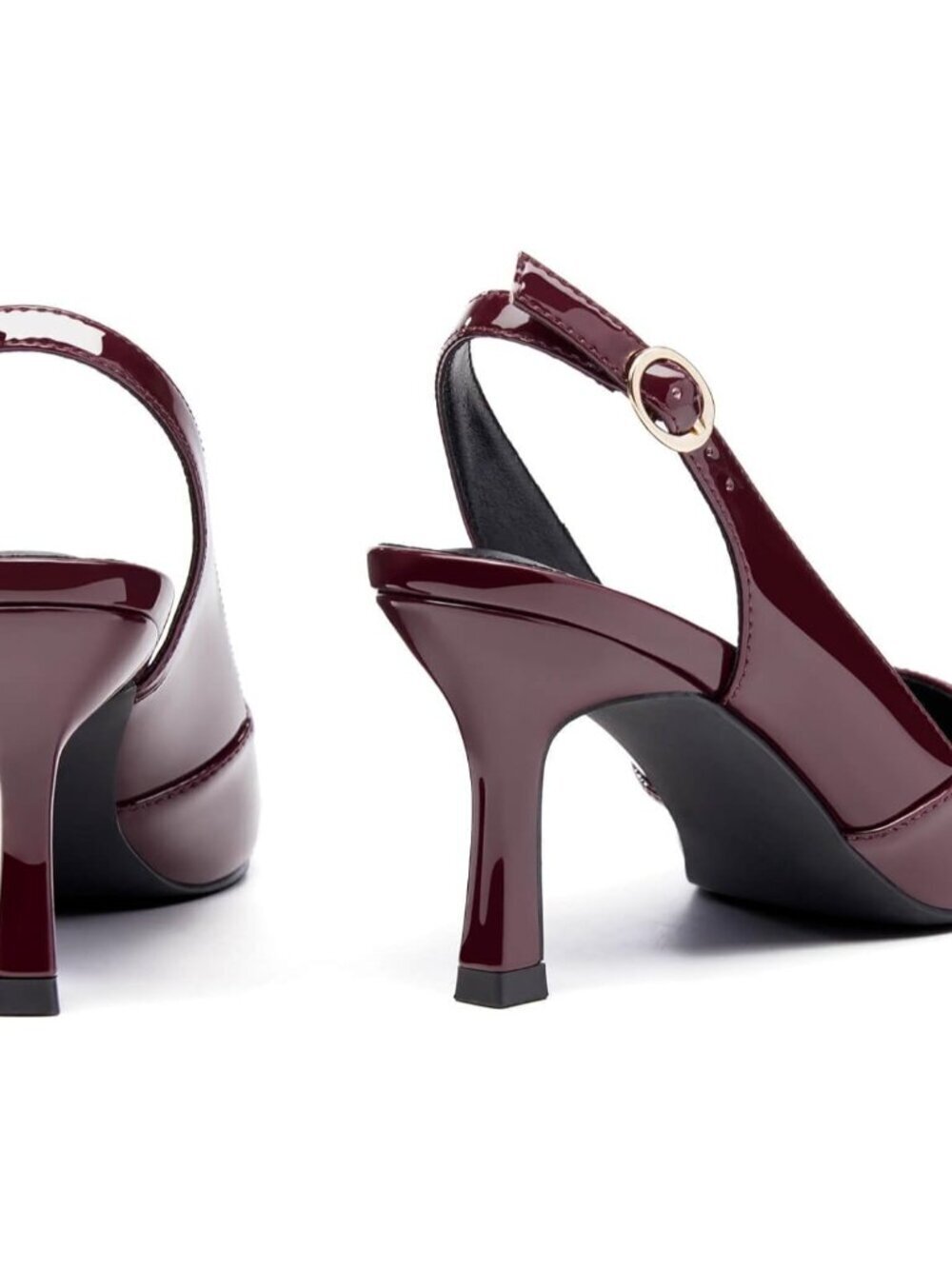 Shoes | Womens Burgundy Slingback Kitten Heels Closed Pointed Toe Pumps ...